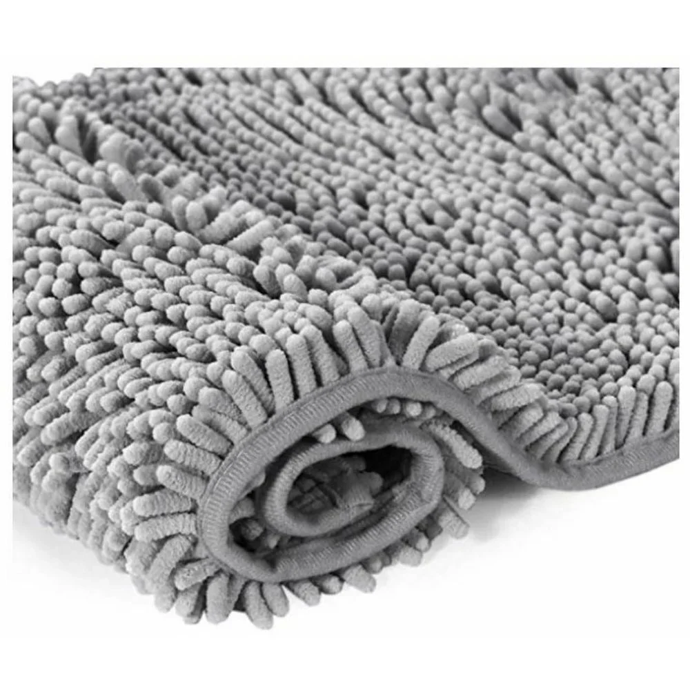 Microfiber 20x32 Bath Rug Mat, Non Slip Soft and Absorbent, Machine Wash GREY